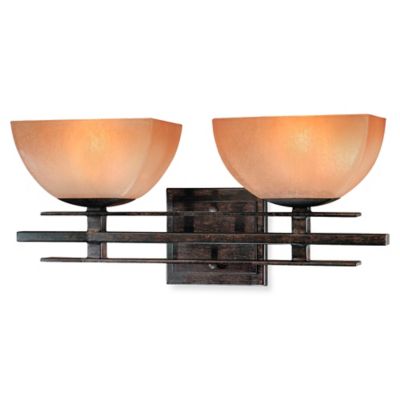 Buy Minka Lavery Lineage 2-Light Wall Sconce in Iron with Venetian Glass Shade from Bed Bath ...